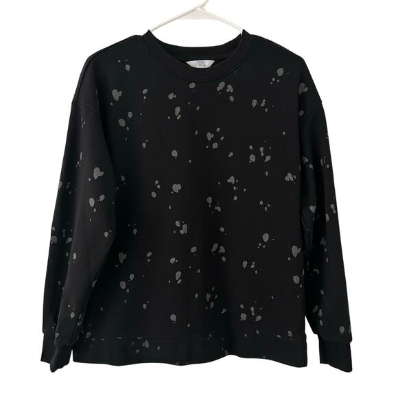 Time and Tru Women's Silver Splashed Black Crew Neck Sweatshirt S Small - Picture 1 of 7